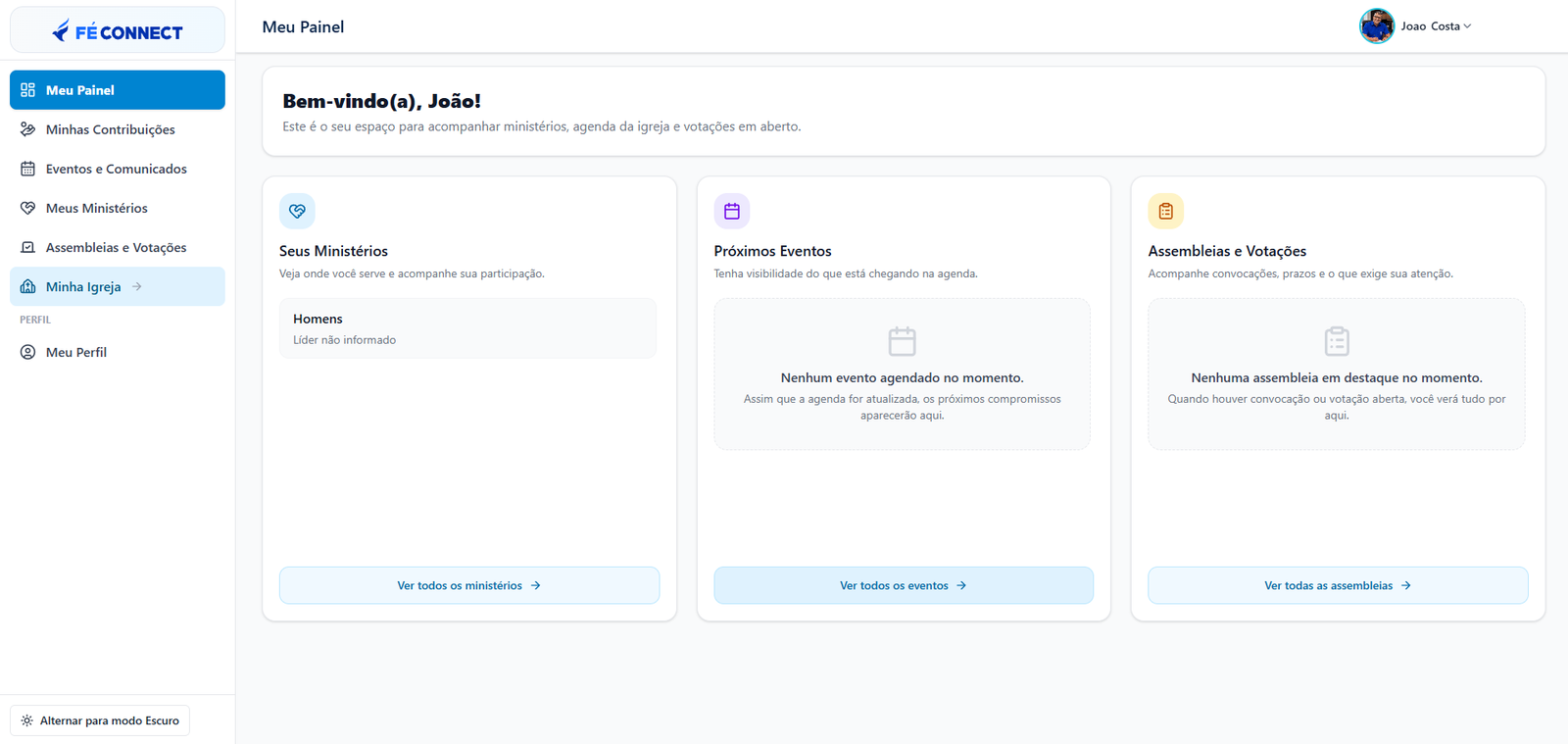 Portal do membro Fé Connect